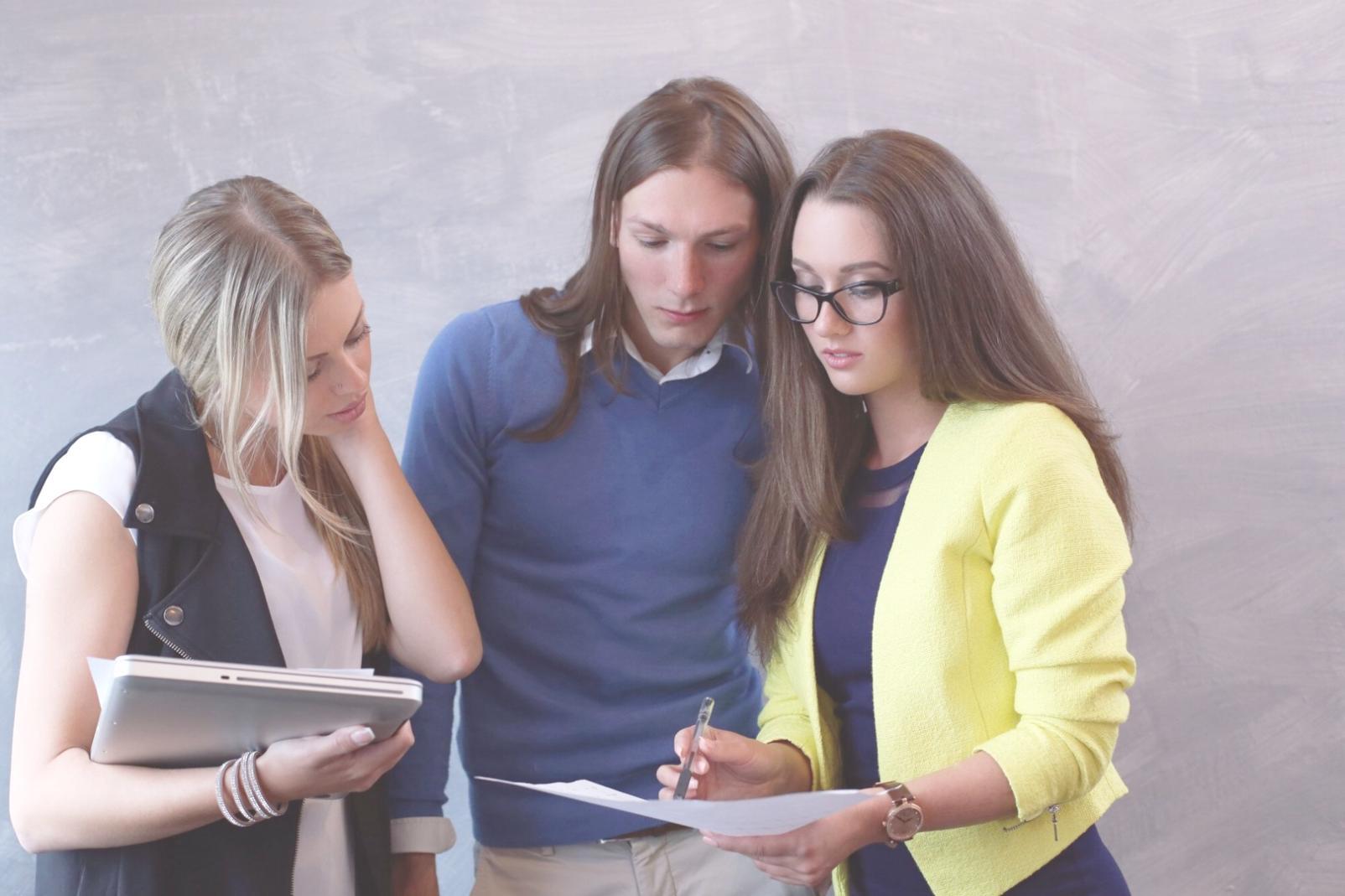 Students collaborating in a modern learning environment